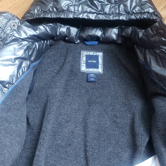 🎉HP🎉Baby Gap metallic puffer jacket 12-18m 🐃 - Picture 3 of 4